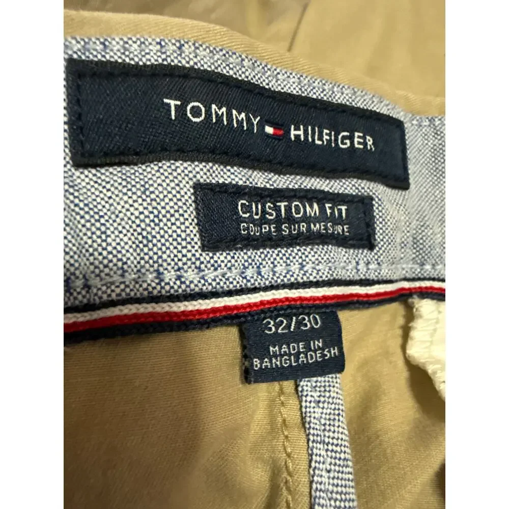 Tommy Hilfiger Men's Beige Straight Leg Mid Rise Chino Trousers Dress Pants 32